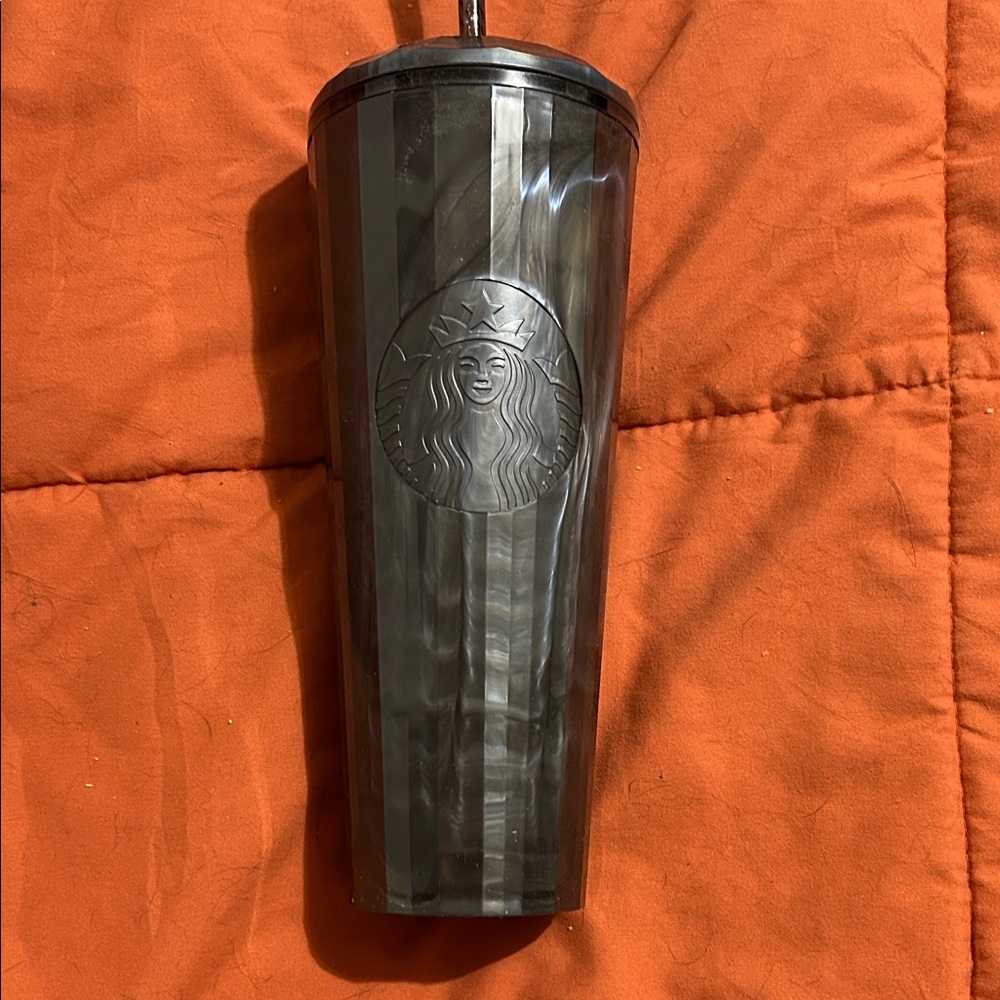 Starbucks Black Iridescent Striped Tumbler with Logo